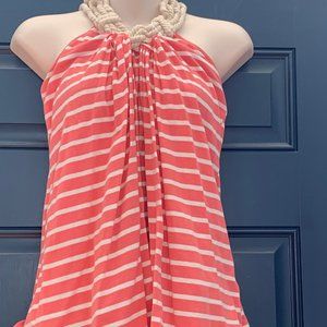 Pink Rose Coral Striped HalterTank top